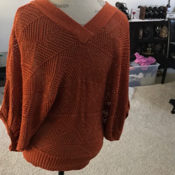 Rust Pointelle Knit Top - Picture 4 of 6